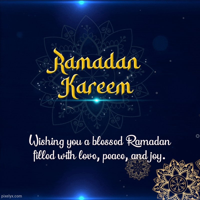 Animated Ramadan Kareem Wishes GIF with 3D mordern Islamic monotone design 