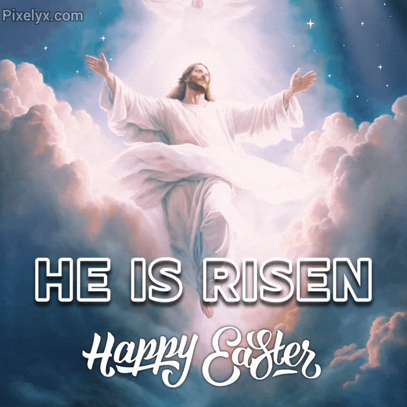 Religious Happy Easter He is Risen GIF