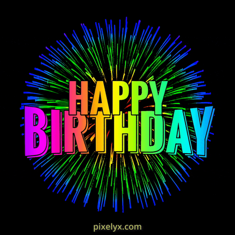 Bursting with Colors Happy Birthday GIF with Music