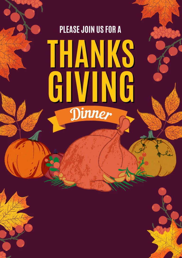 Thanksgiving 2023: Blank Thanksgiving Invitation Template Free