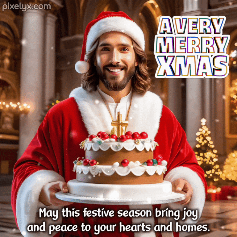 Animated Merry Christmas Wishes GIF ft Jesus Christ