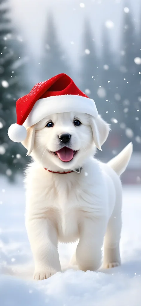 Cute puppy Christmas Wallpaper for iPhone