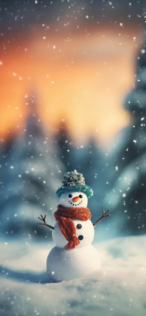 HD Cute snowman Christmas wallpaper for iPhone