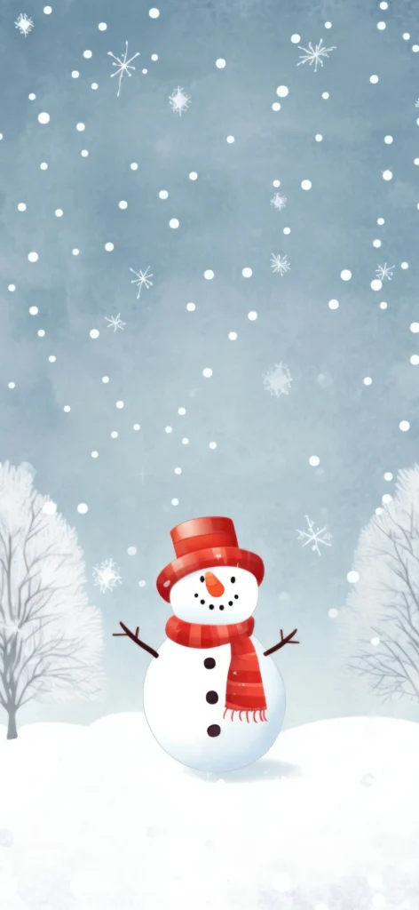 Snowman cute Christmas wallpaper for iPhone